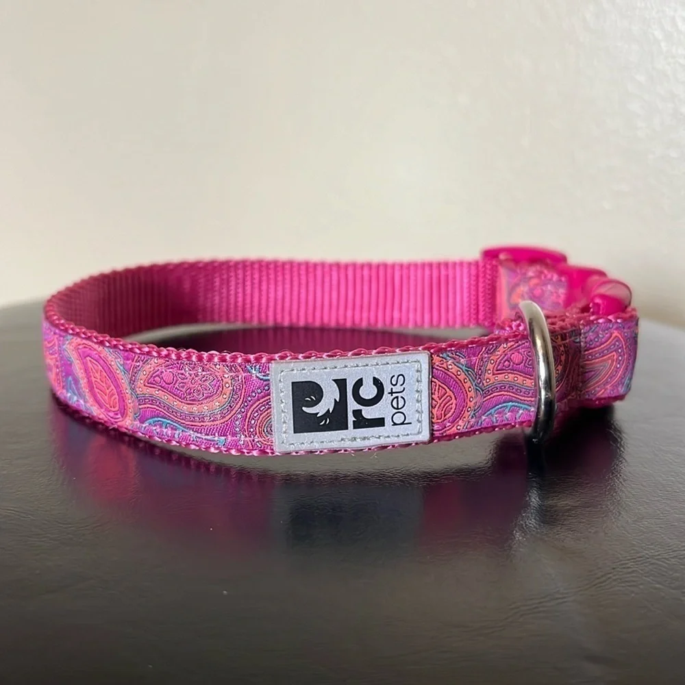 RC Pets Patterned Easy Clip Web Training Dog Collar - Bright Paisley Pink